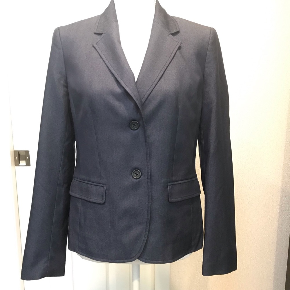 NINE WEST Grey and Navy Blue Two Button Classic Suit Blazer Jacket size 6